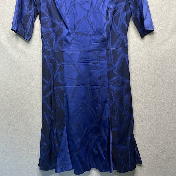 CYNTHIA STEFFE Stretch Satin Blue Short Sleeve Dress Women's Size 6 - Picture 4 of 5